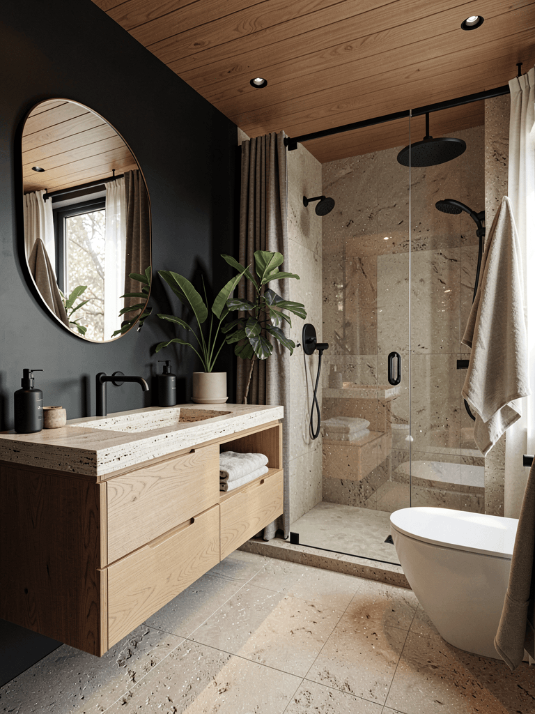 15 Elegant Black and Wood Bathroom Ideas with Timeless Style